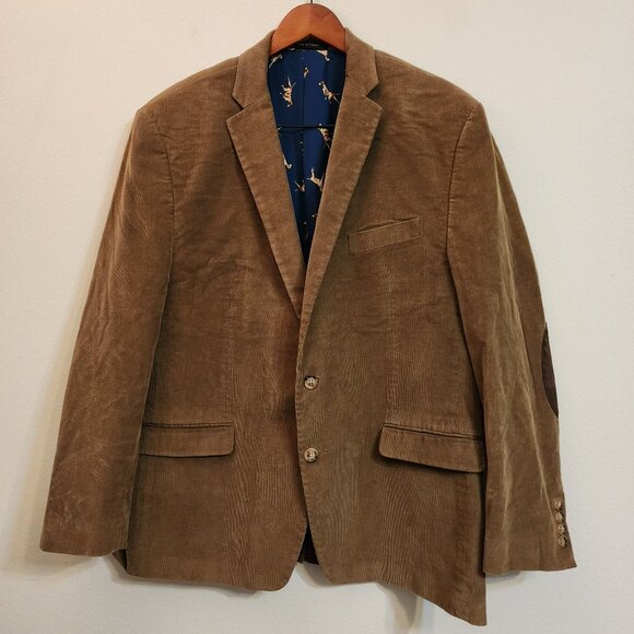 LRL Ralph Lauren Brown Corduroy Sport Coat Jacket Blazer 46R Elbow Patch Dog - Picture 1 of 16